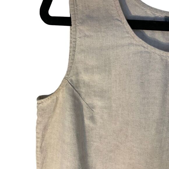 Kate Hill 100% Linen Tank Top, PL. Wheat. Capsule Wardrobe - Picture 3 of 11